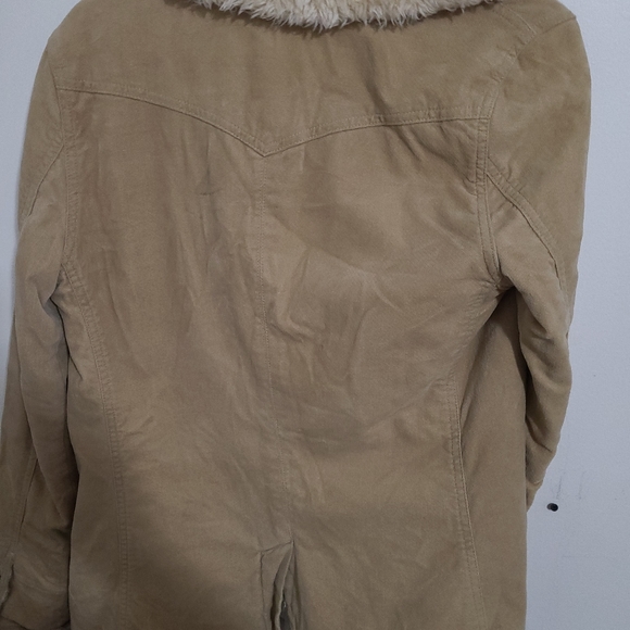 Abercrombie & Fitch tan faux fur unbutton coat - Picture 6 of 10